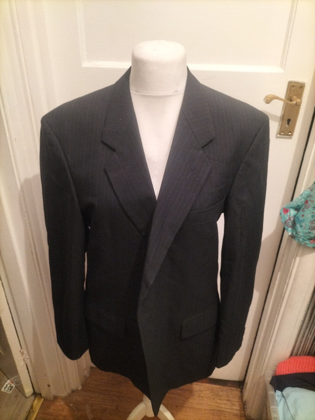 Marks And Spencer 44" Medium Navy Pinstripe Long Sleeved Suit Jacket