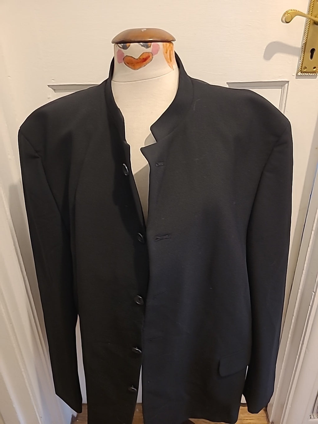 Mens A W Trench Size XL Wool Black Padded Lined Blazer