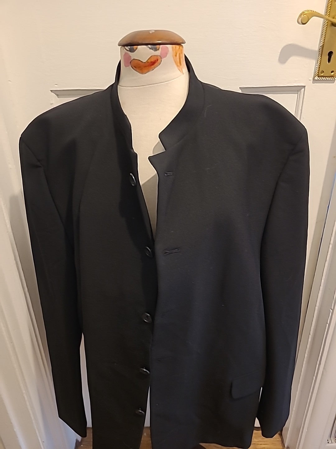 Mens A W Trench Size XL Wool Black Padded Lined Blazer