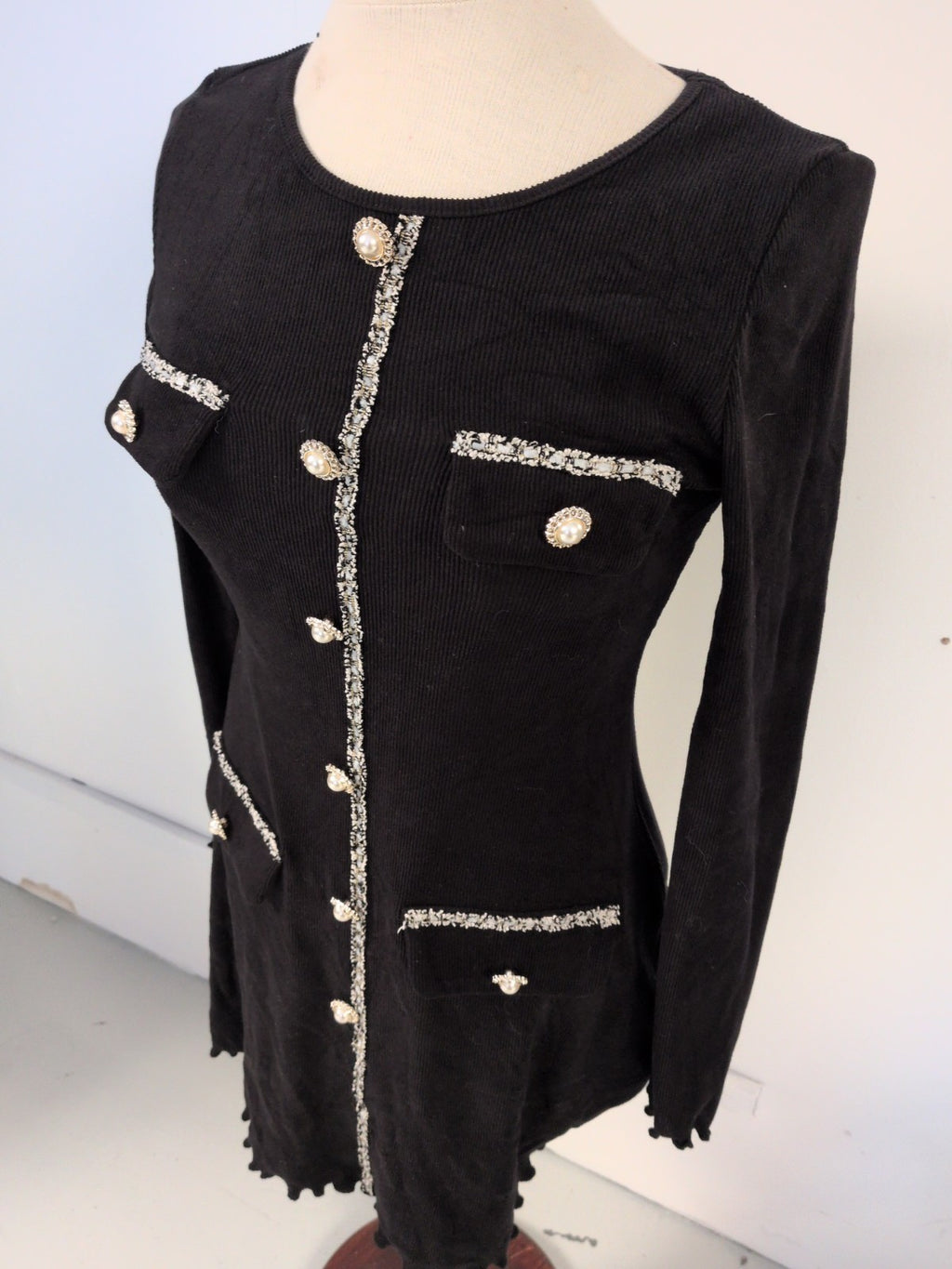 Shein 8 Black Long Sleeve Dress With Detail