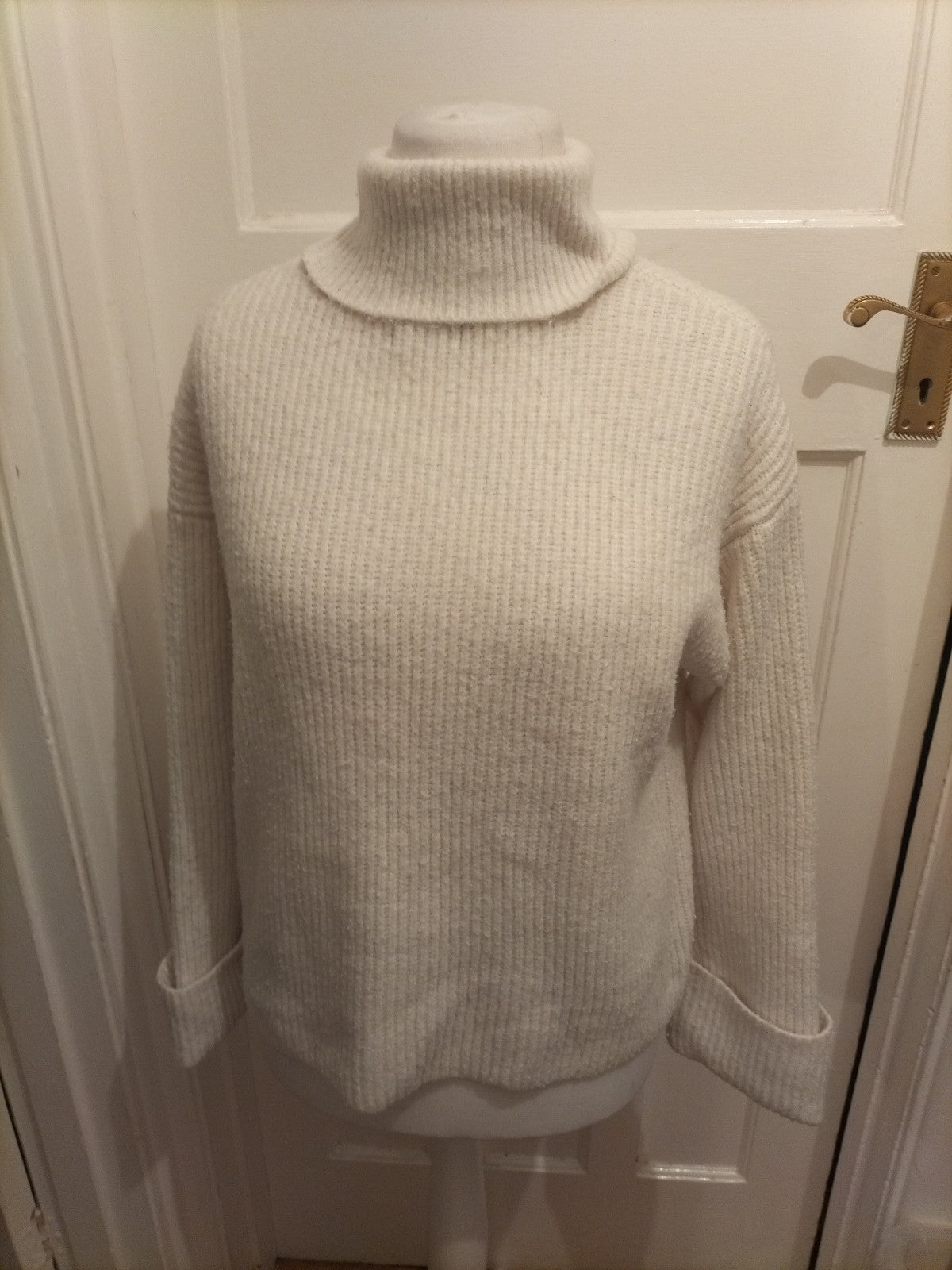Ladies M&S Collection Size Medium White Roll Neck Warm Jumper