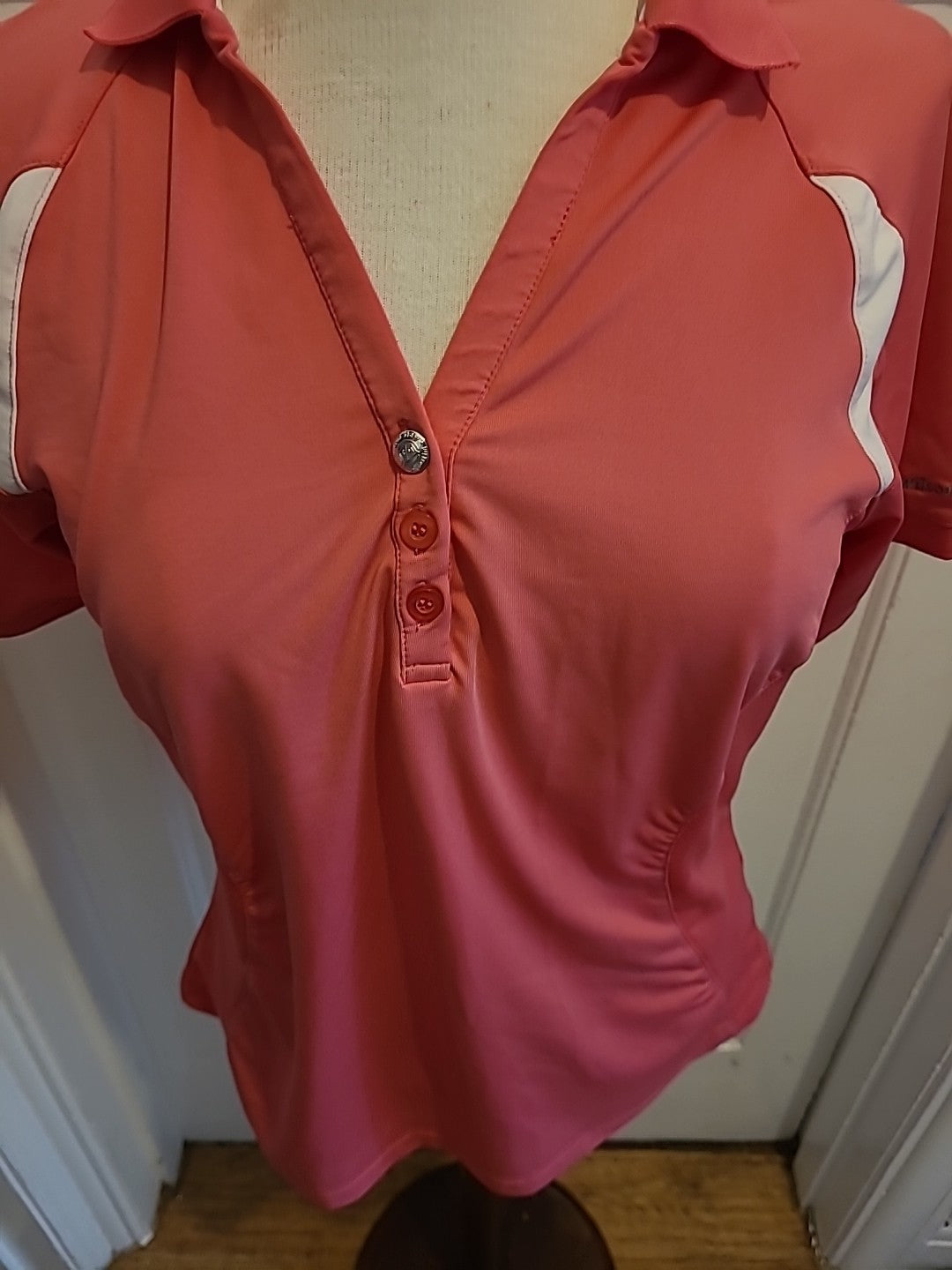 Ladies Wilson Size Large Pink Short Sleeved Golf Polo Shirt
