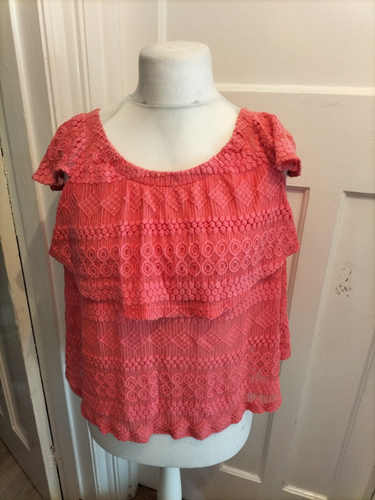 Next 10 Pink Lacey Pattern Sleeveless Blouse