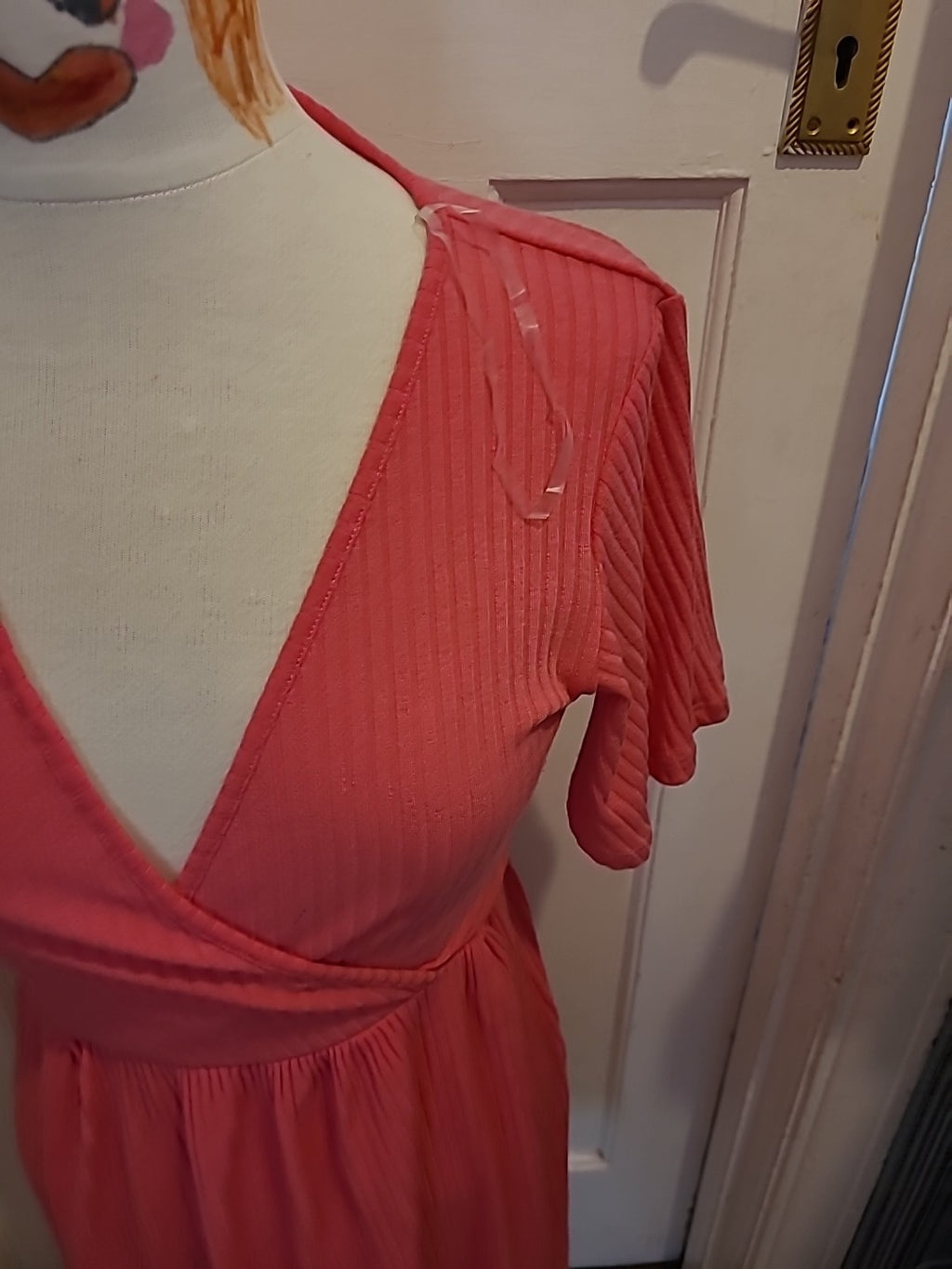 Ladies George Size 10 Pink Short Sleeved V Neck Dress