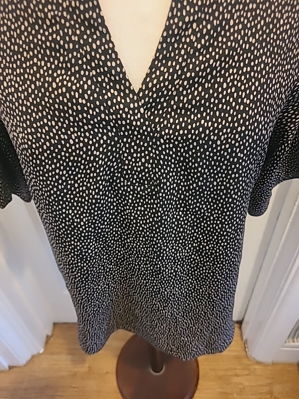 Ladies Primark Size 8 Beige Black Splodge Short Sleeved Tshirt