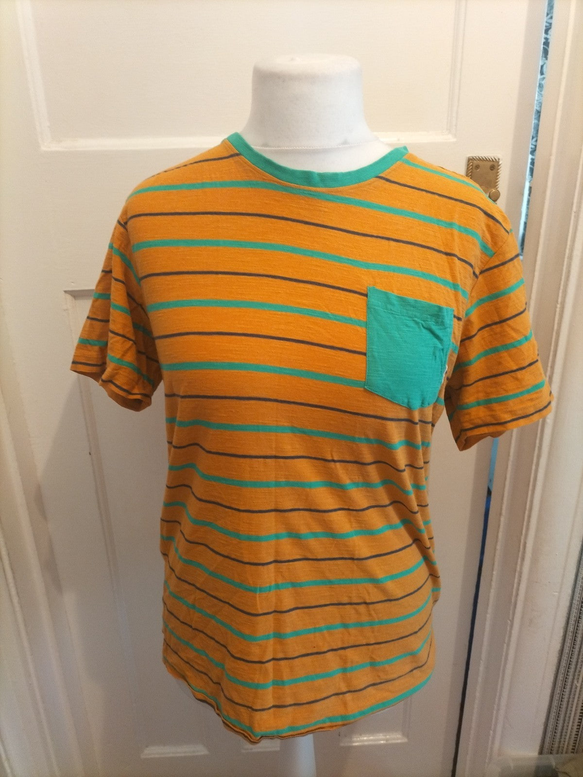 Mens Saltrock Size M Orange Striped Short Sleeved T-shirt