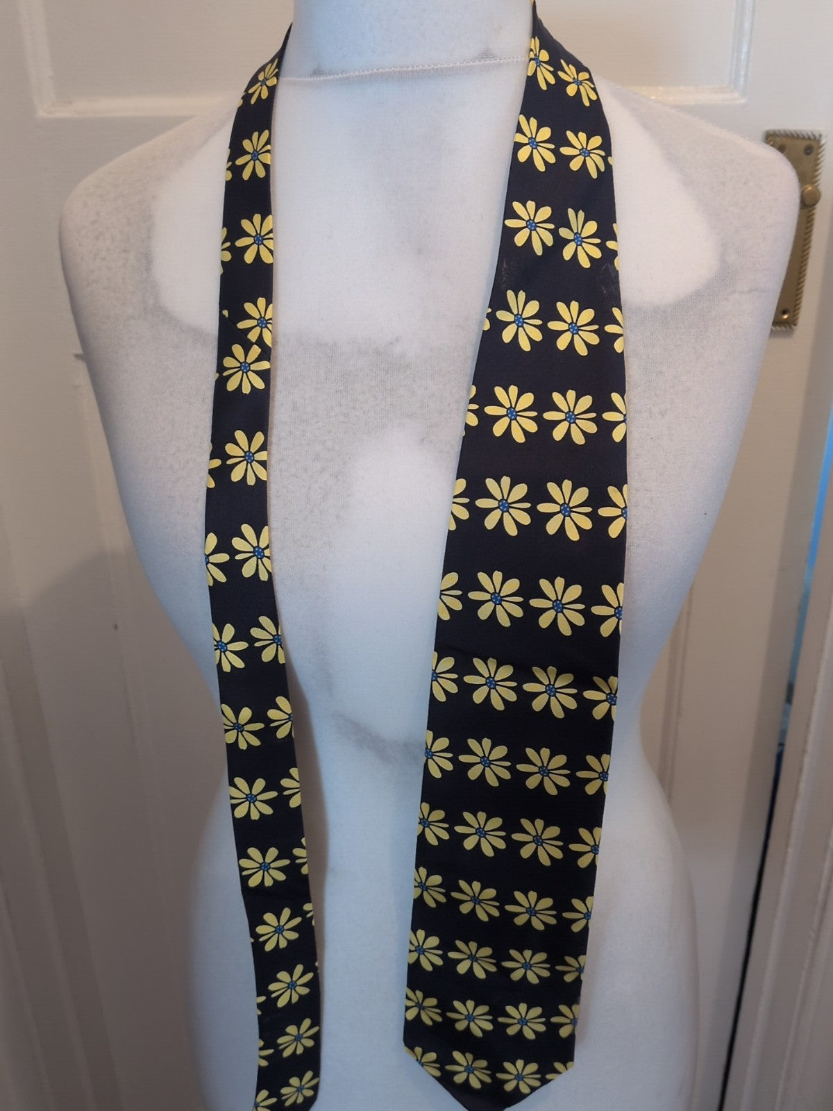 Pure Silk Navy And Yellow Floral Tie