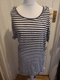 Ladies Next Size S/M Black/White Striped Wide Neck Half Sleeved Dress