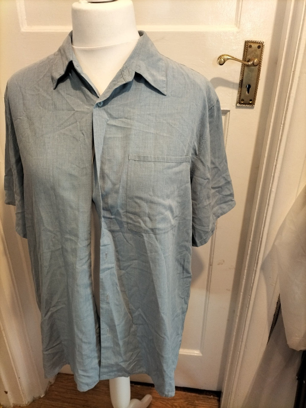 Mens Marks And Spencer Size 41-43" Chest Large Blue Shirt
