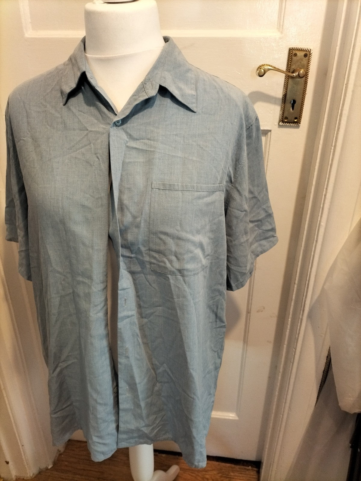 Mens Marks And Spencer Size 41-43" Chest Large Blue Shirt