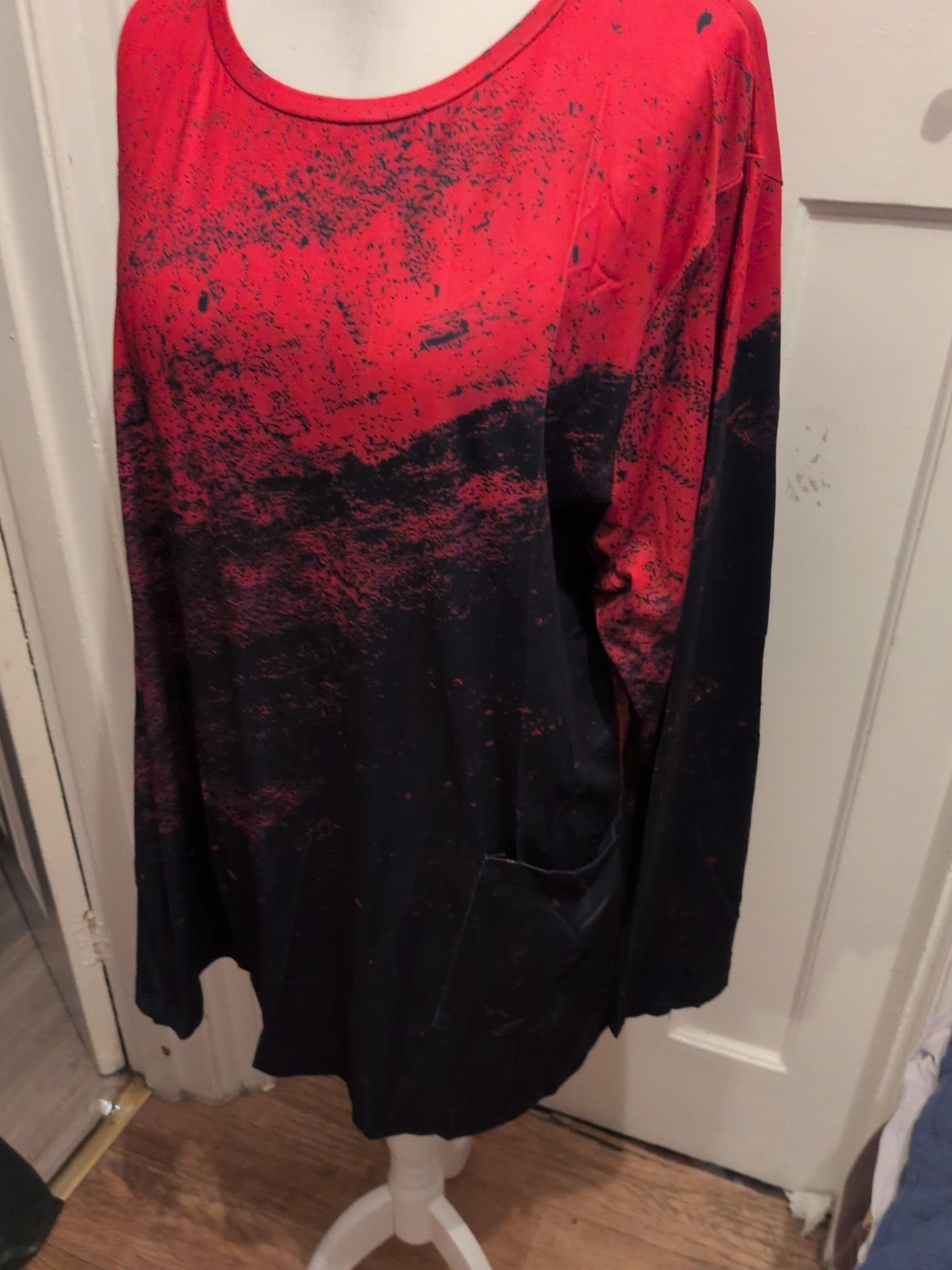 4XL Hot Pink And Navy Long Sleeve Blouse