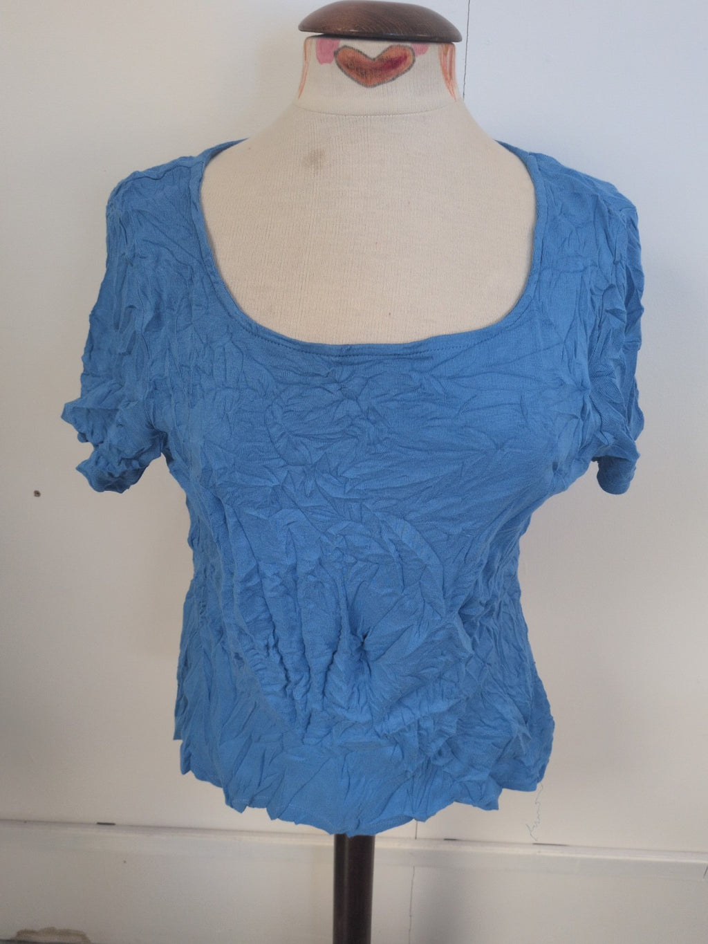 Ladies Bonmarche Size 16 Blue Shirt Sleeve Plain T-shirt