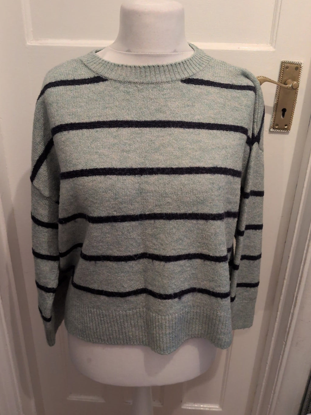 Tu Woman 16 Pale Turquoise And Black Long Sleeve Pullover Jumper