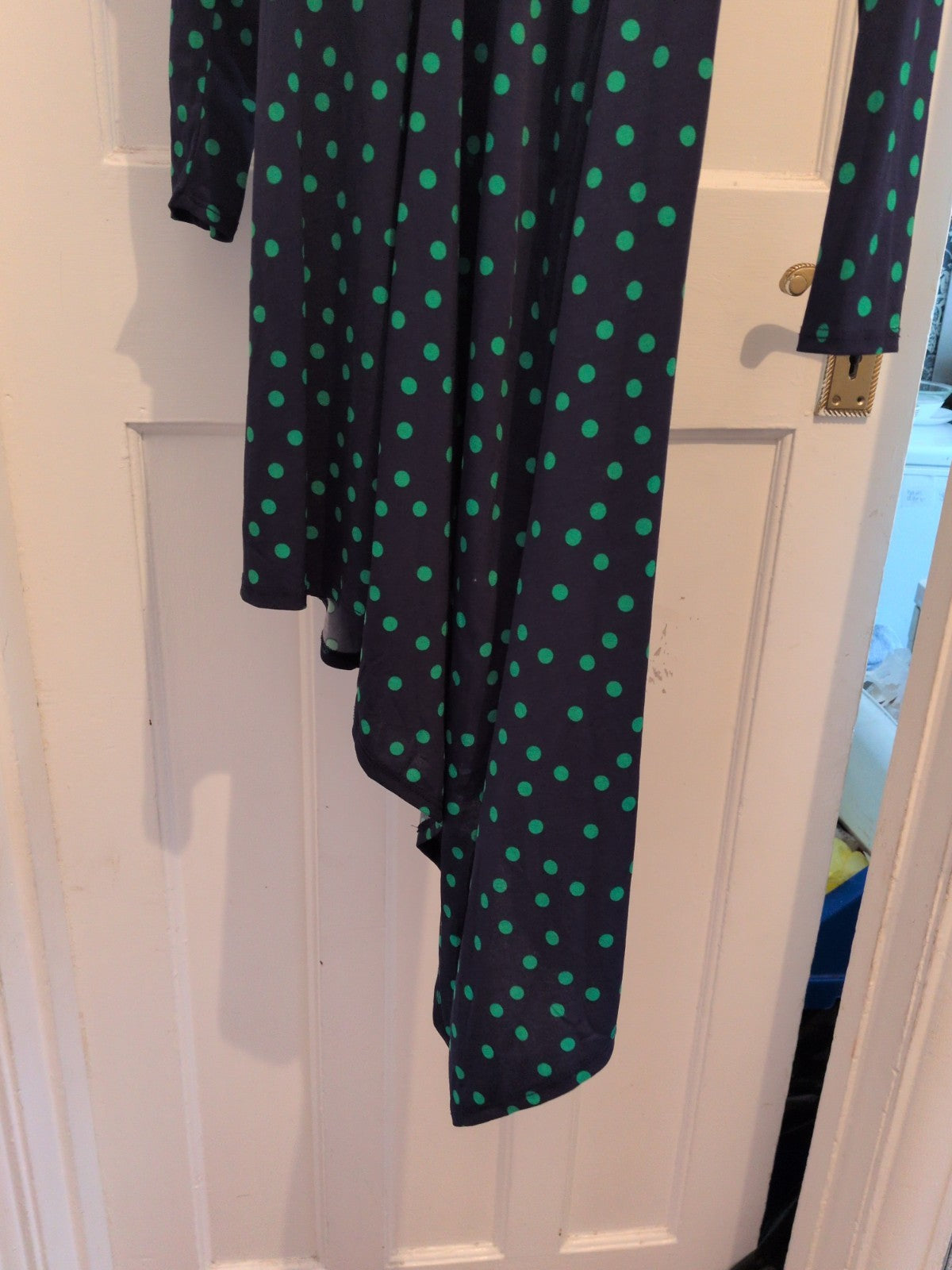 ASOS 6 Green And Navy Spot V Neck Dress