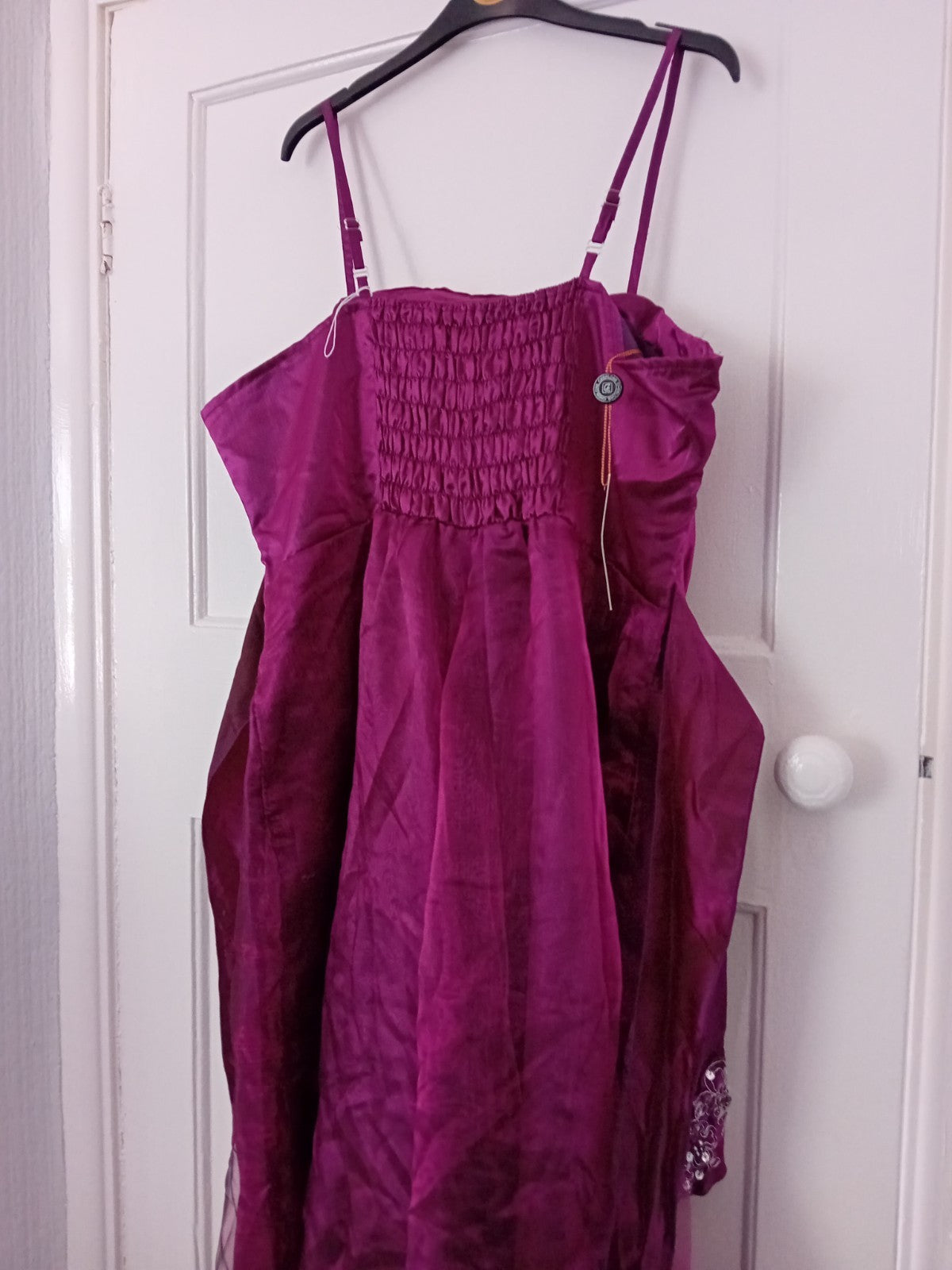 Ladies Brand New Evening Dress Size 18/20 Cherlone Purple With Diamonte...