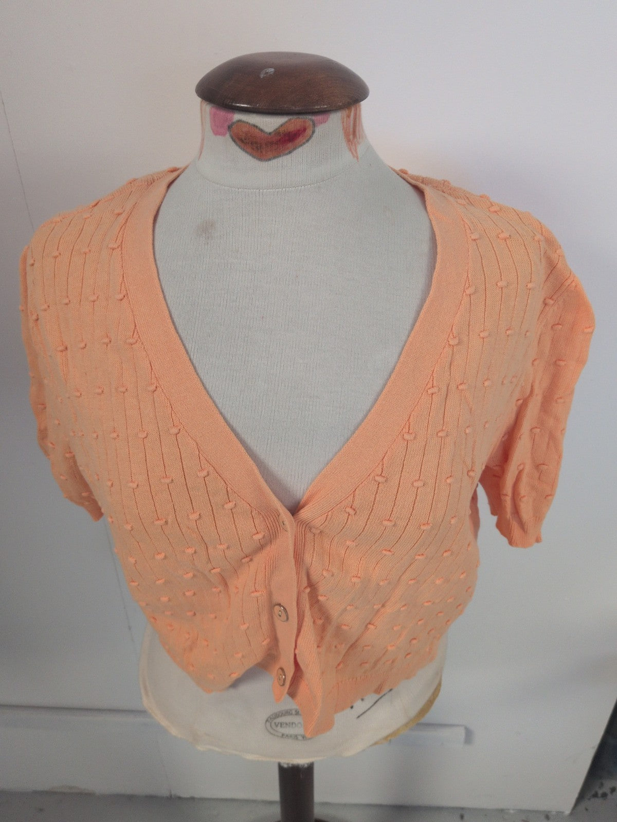 Tu 10 Orange Buttoned Short Sleeve Blouse Cardigan
