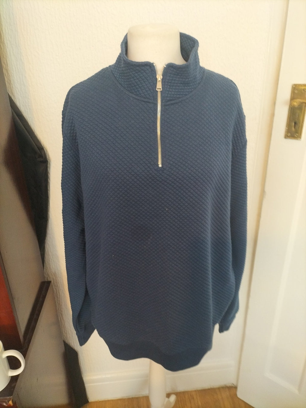 Mens Peacocks Size XL Navy Long Sleeved Textured Jumper Pullover