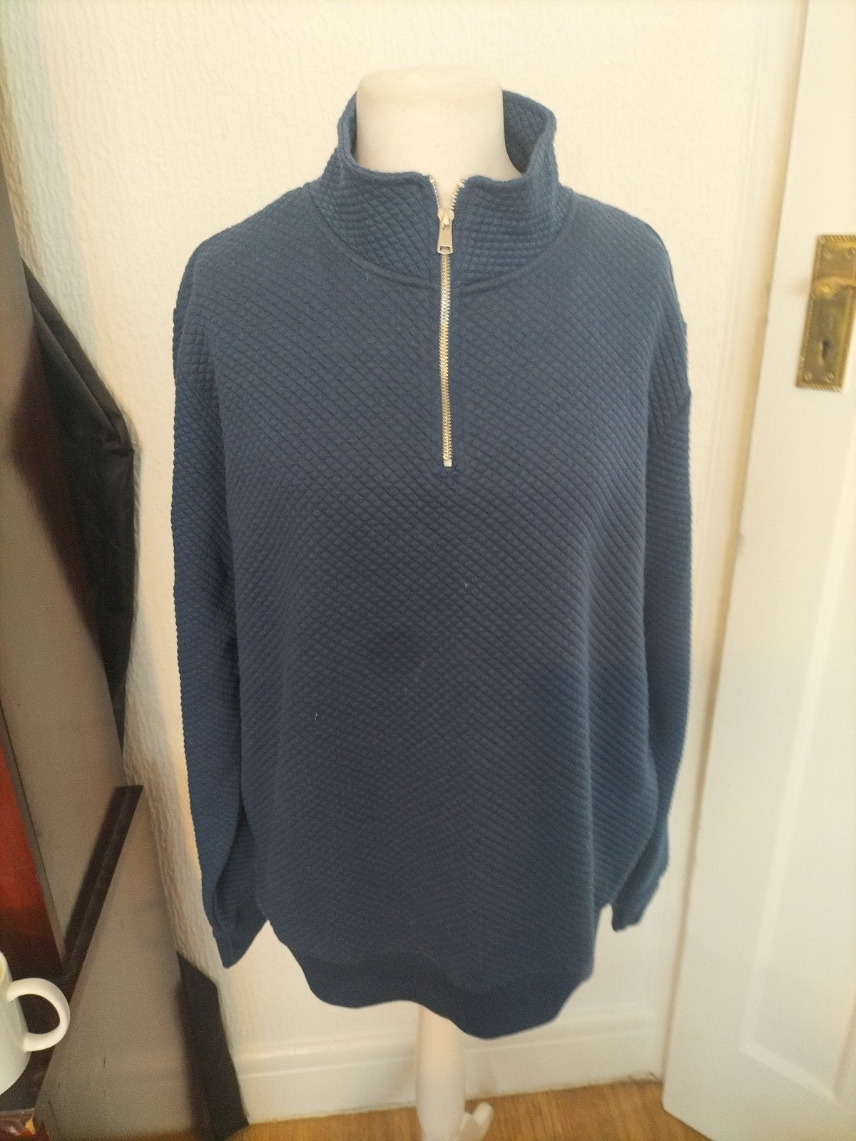 Mens Peacocks Size XL Navy Long Sleeved Textured Jumper Pullover