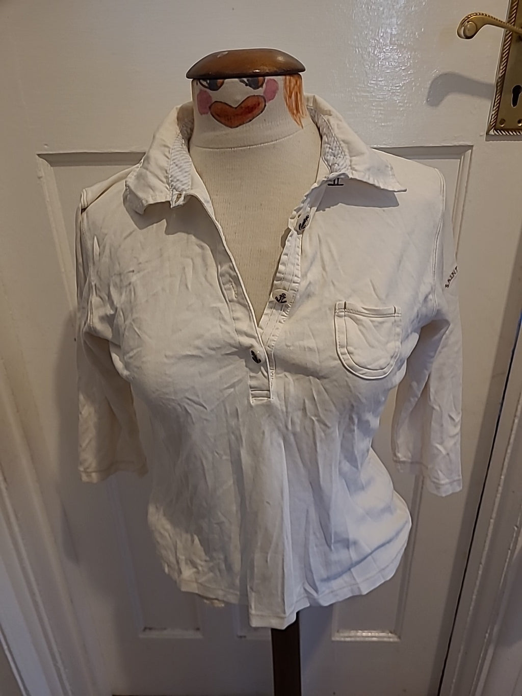 Mens Saint James Size XS White Polo