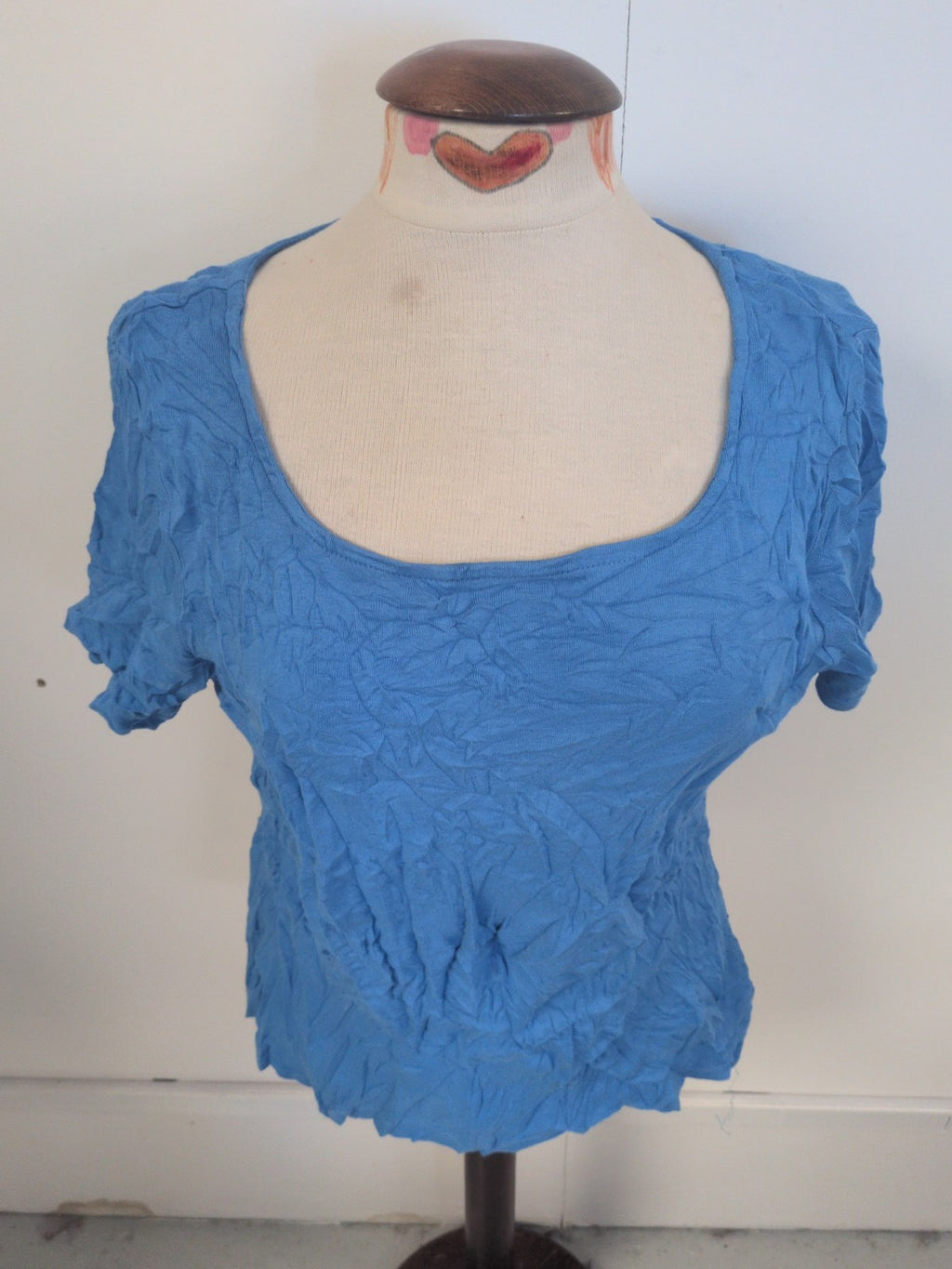 Ladies Bonmarche Size 16 Blue Shirt Sleeve Plain T-shirt