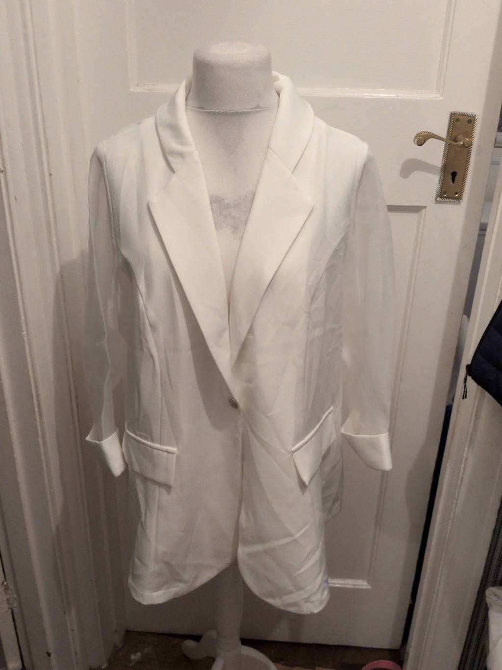XL White Unpadded Unlined Long Sleeve Blazer