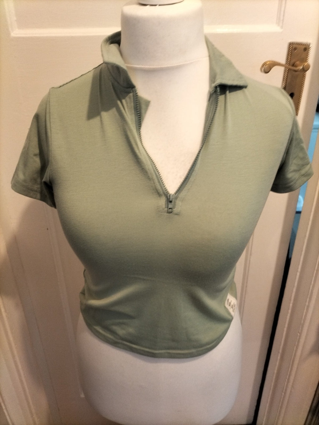 Girls Shein Age 7 Years Green Collared Short Sleeved Top
