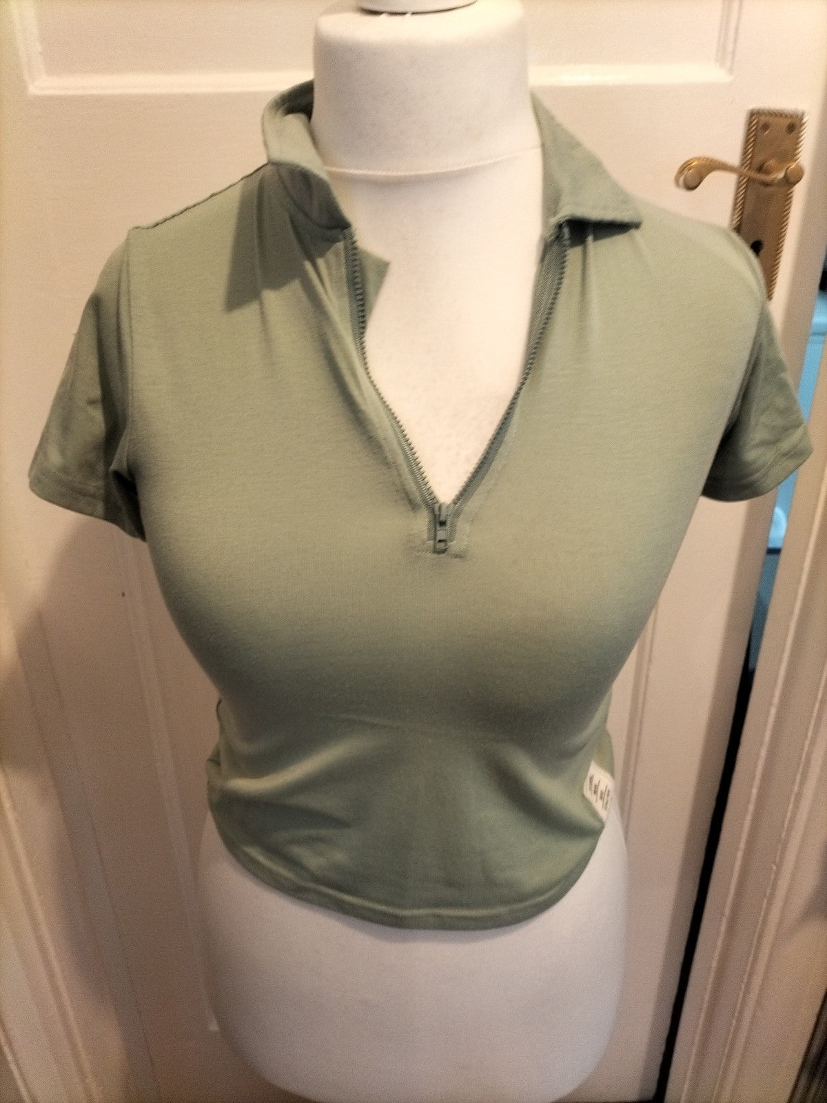 Girls Shein Age 7 Years Green Collared Short Sleeved Top