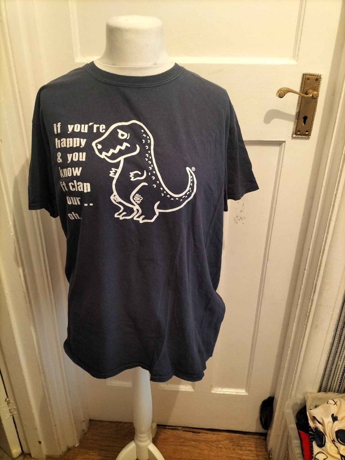 Gildan XL Navy Dinosaur Printed T-shirt