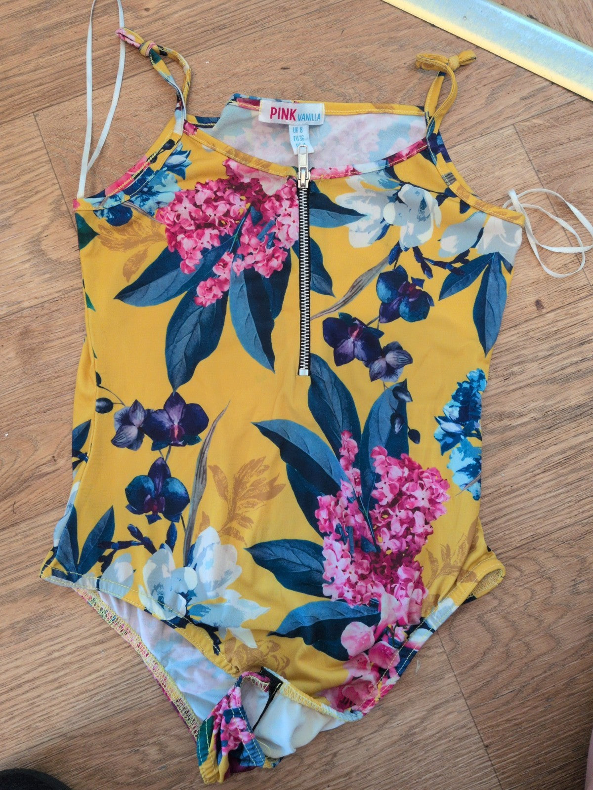 Pink Vanilla 8 Yellow Floral Sleeveless Swimming Costume
