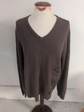 River Island XL Dark Khaki And Black V Neck Jumper Pullover