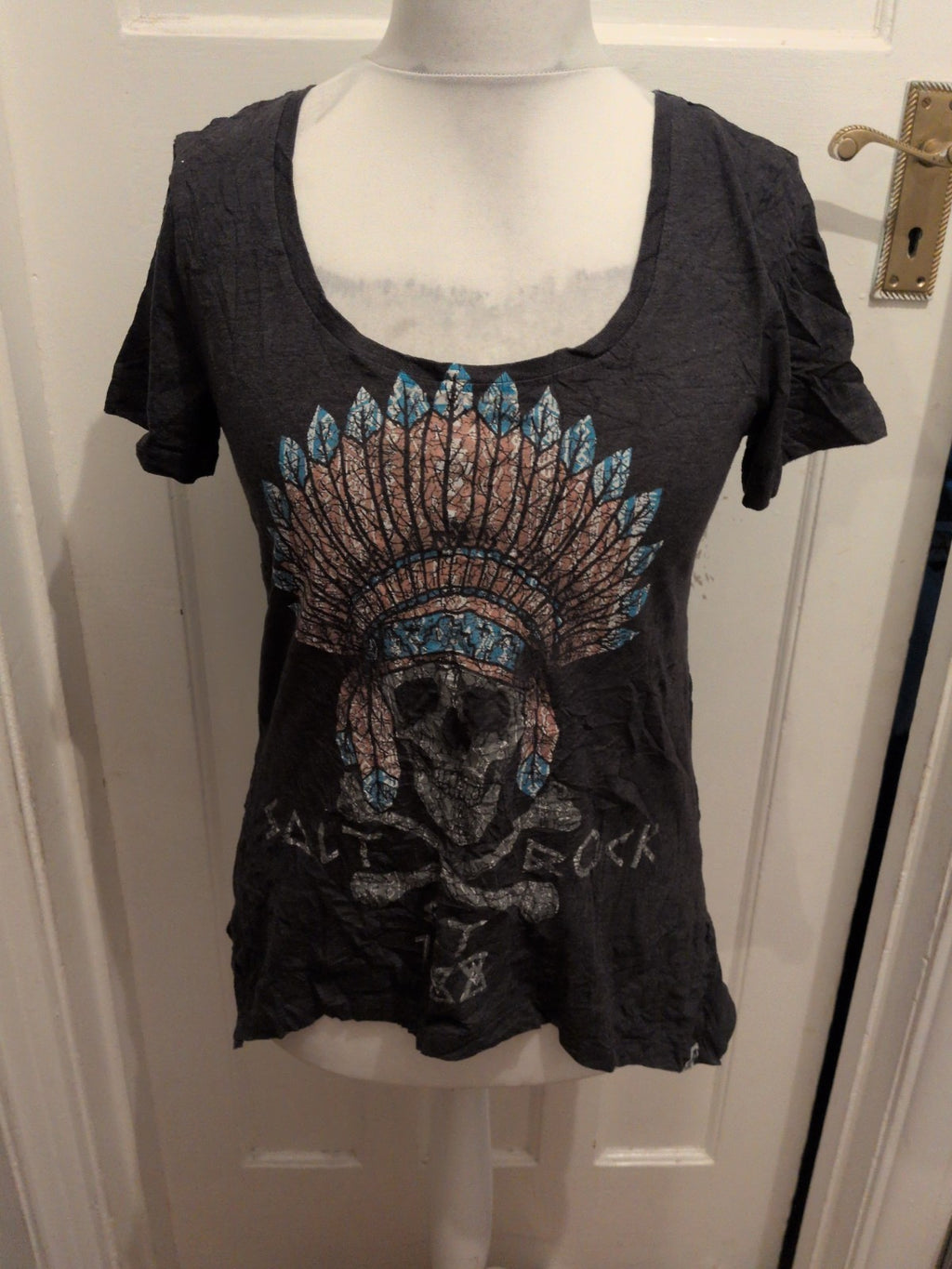 Saltrock 14 Dark Grey Short Sleeve Skull T-shirt