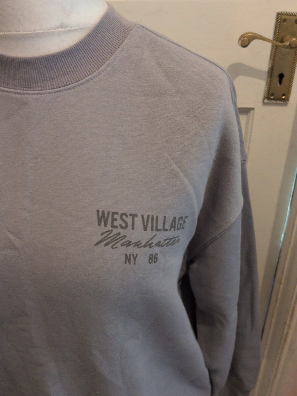 Ladies Primark Size Medium Grey Print Pullover Jumper