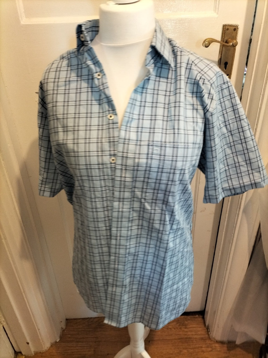 Mens Olymp Size 16" Collar Blue Check Modern Fit Shirt