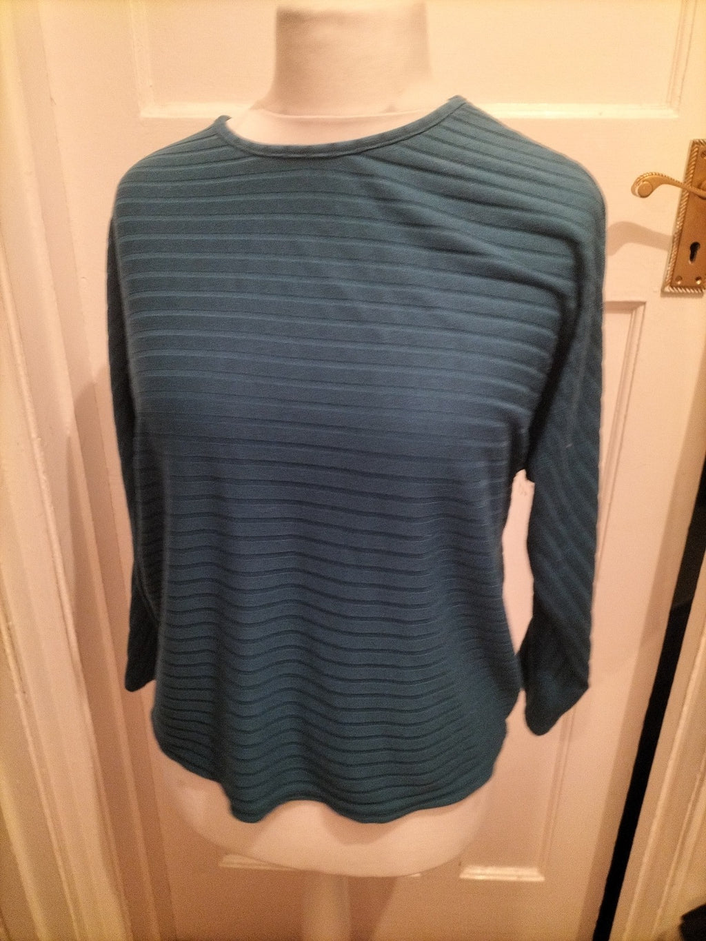 Peacocks 12 Teal Brush Rib Long Sleeve Blouse