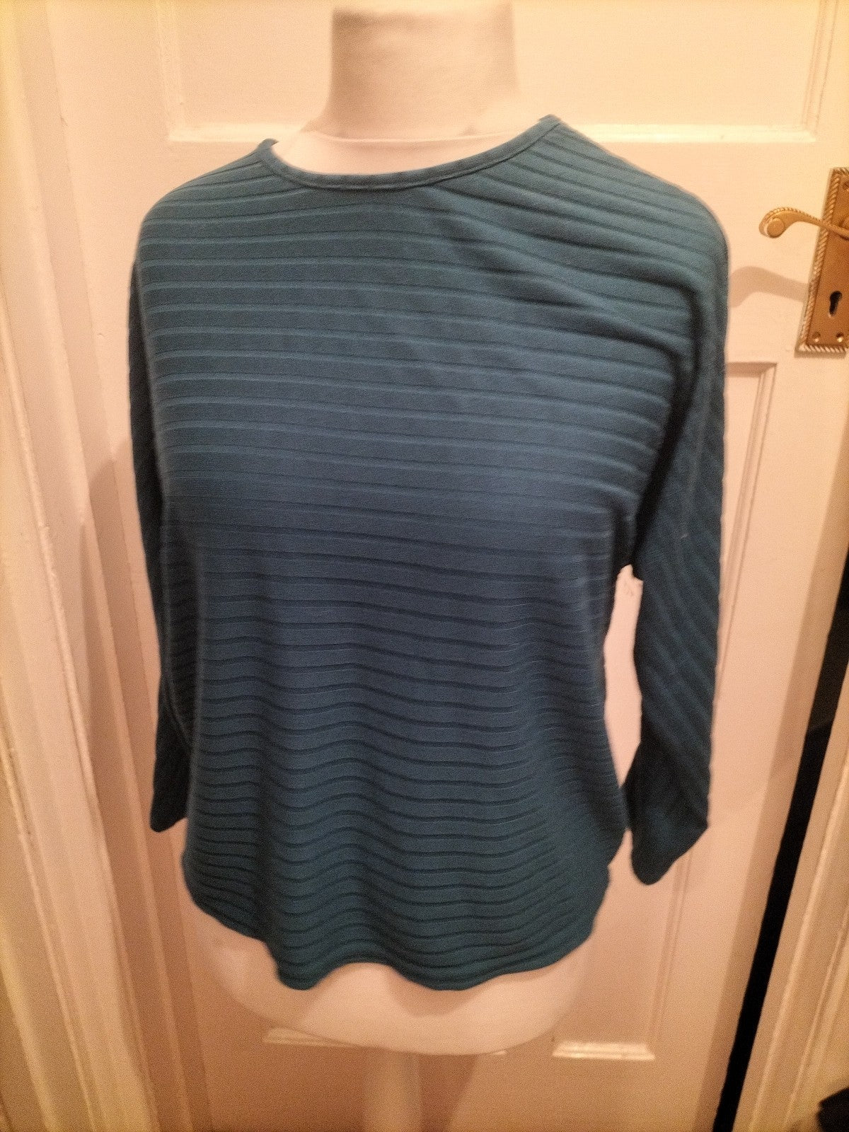 Peacocks 12 Teal Brush Rib Long Sleeve Blouse