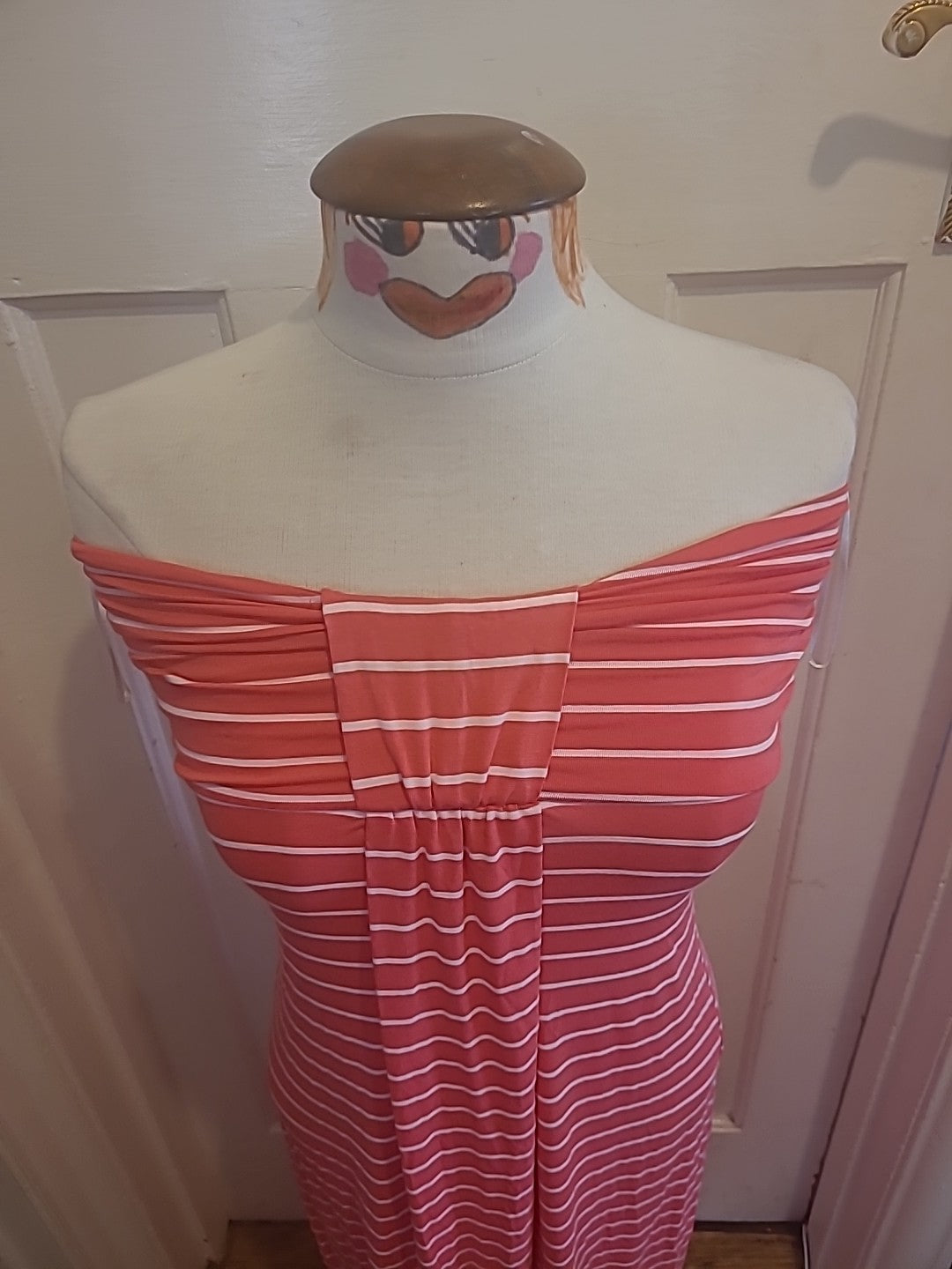 Ladies Miso Size 10 Pink And White Stripe Boobtube Dress