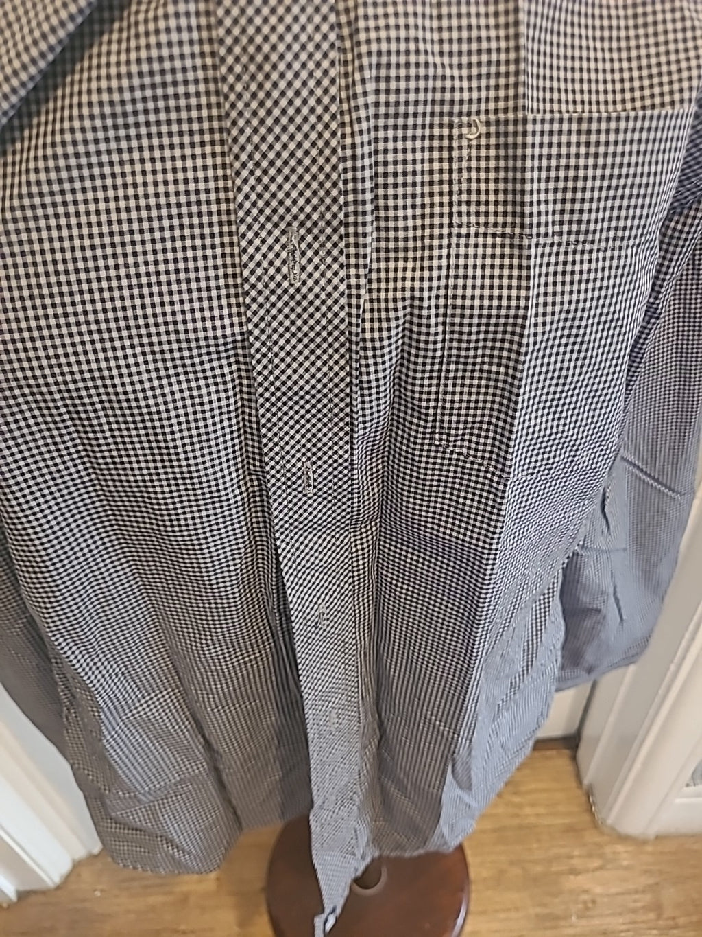 Mens Admiral Size Medium Navy White Small Check Long Sleeved Shirt