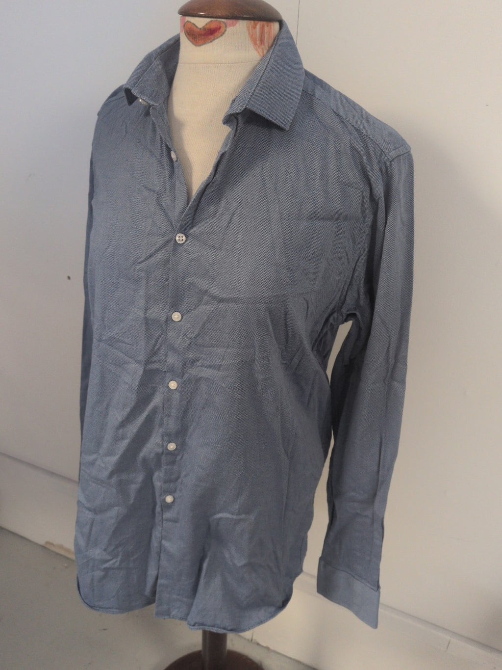 Primark 15.5 Blue Regular Fit Long Sleeve Shirt