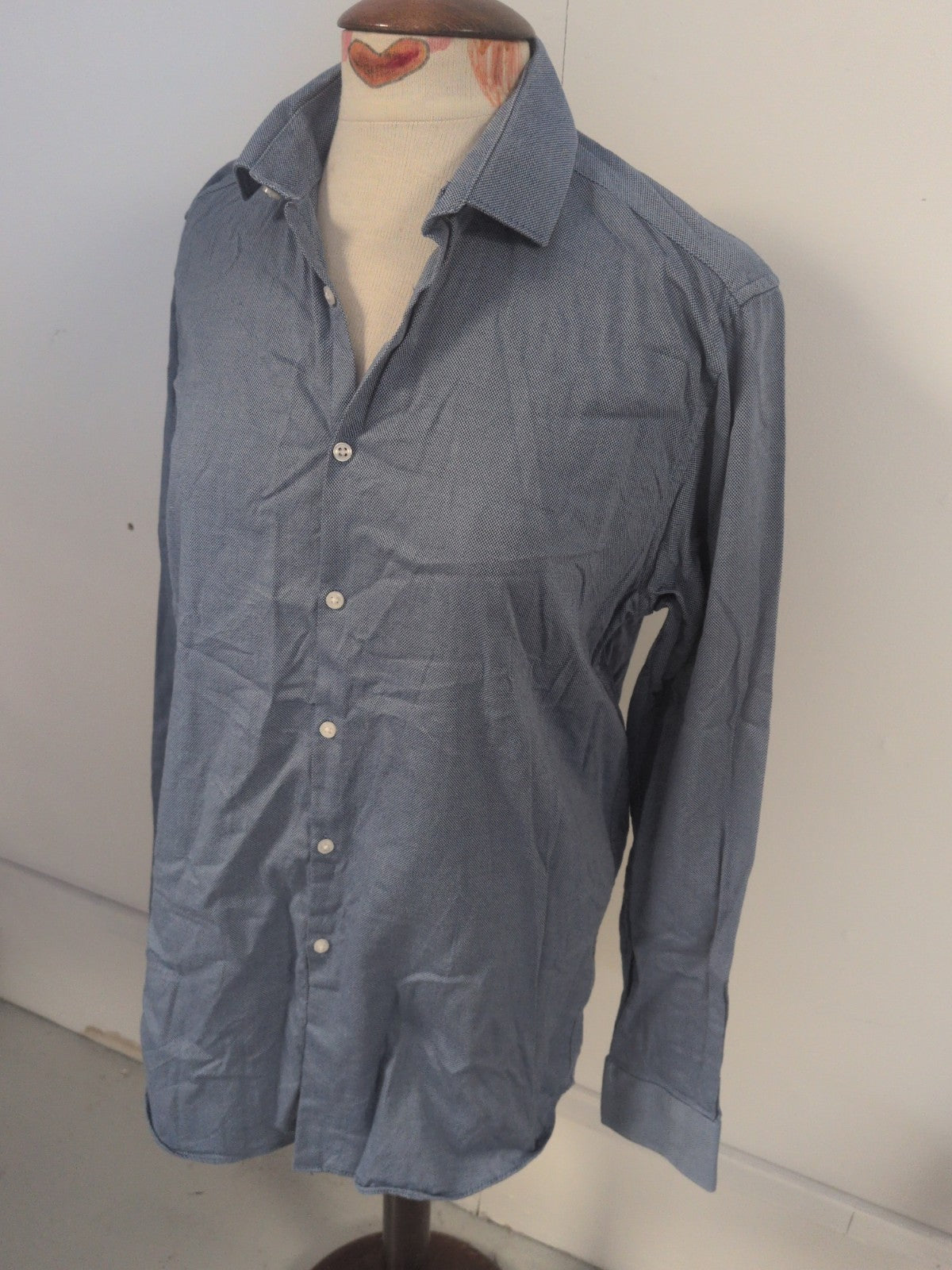 Primark 15.5 Blue Regular Fit Long Sleeve Shirt