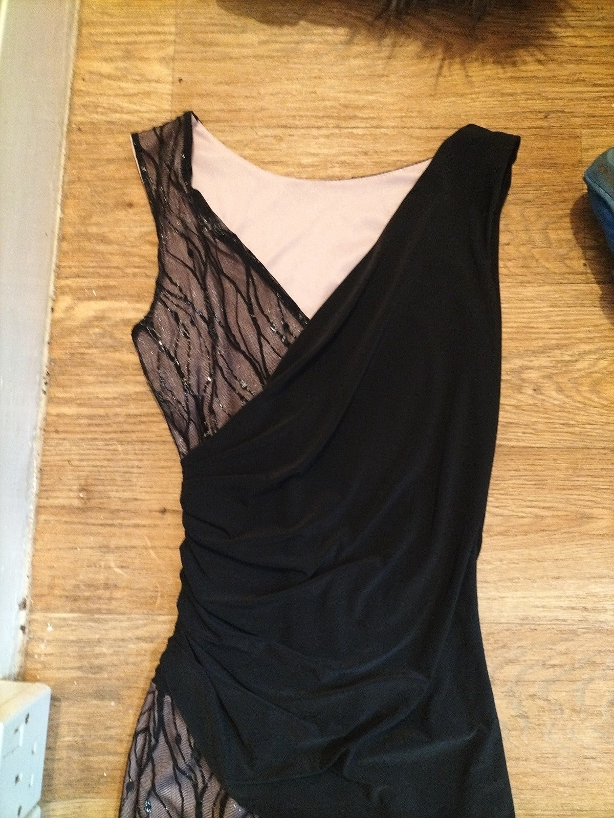 Ladies Size Small Black Lined Mesh Sleeveless Dress