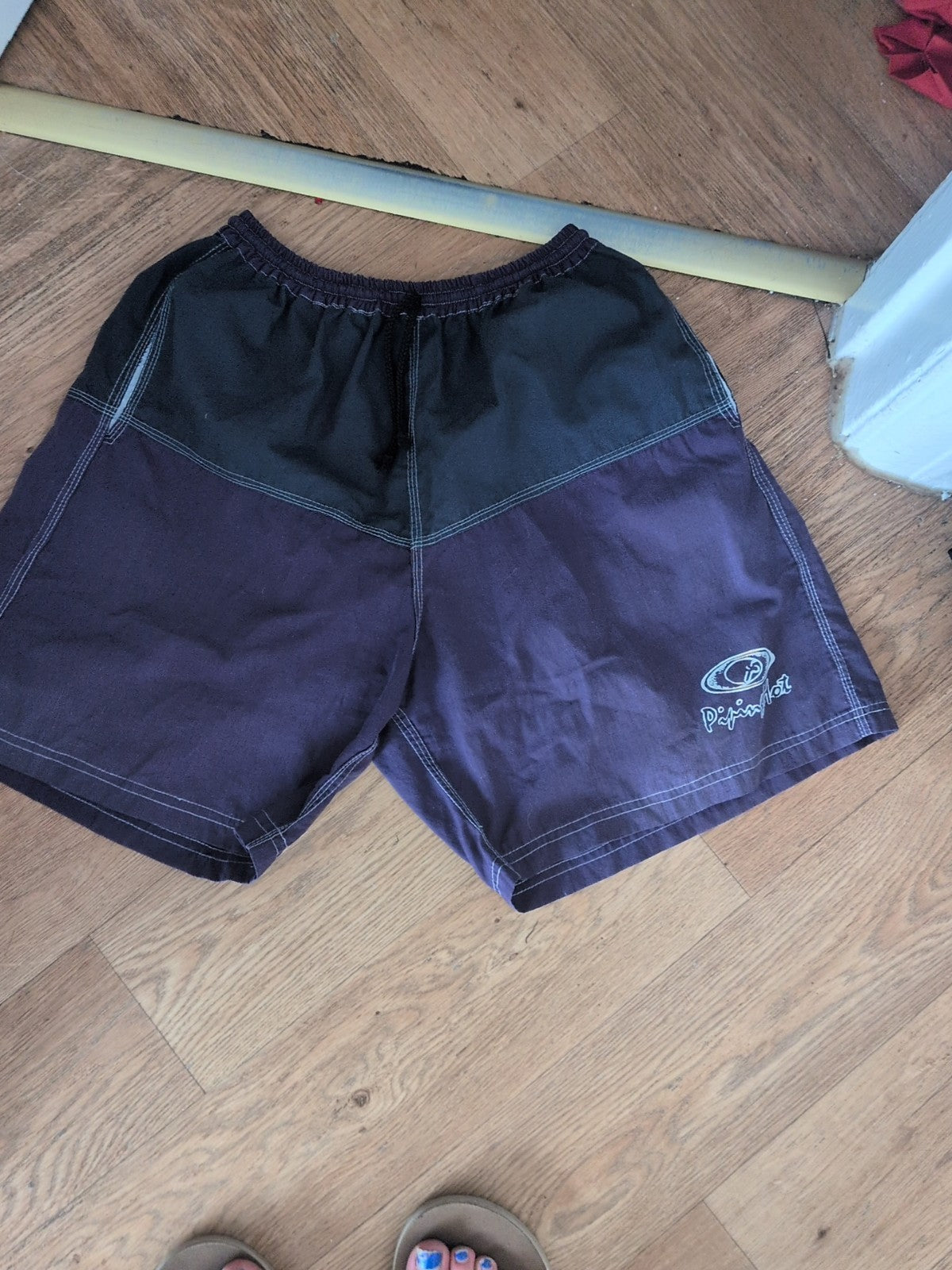 XL Purple And Black Elasticated Shorts