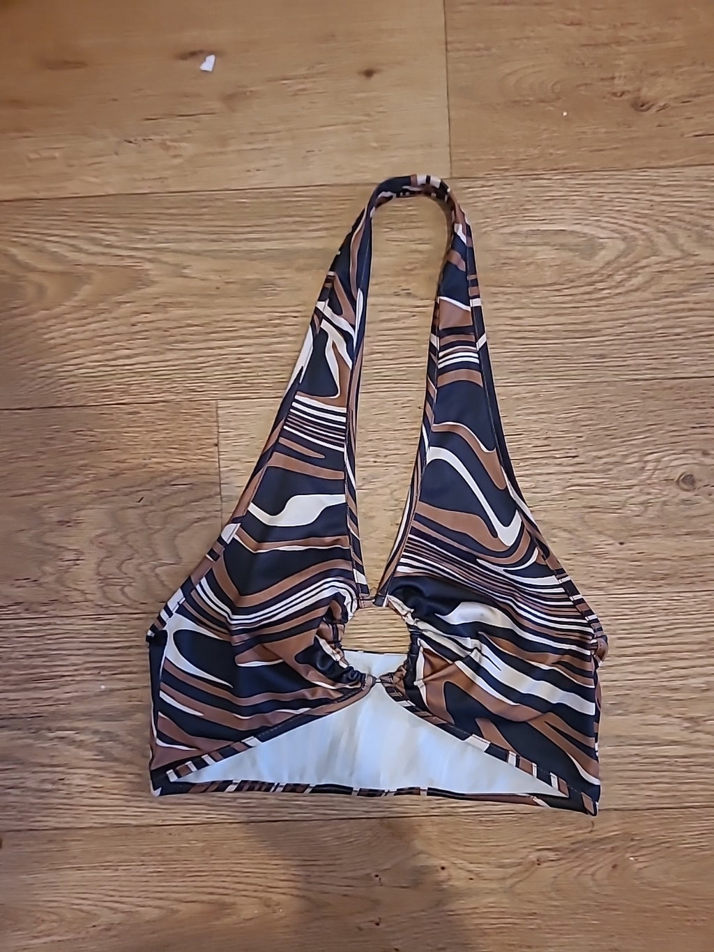 Ladies Shein Size XS Brown And Black Halterneck Top