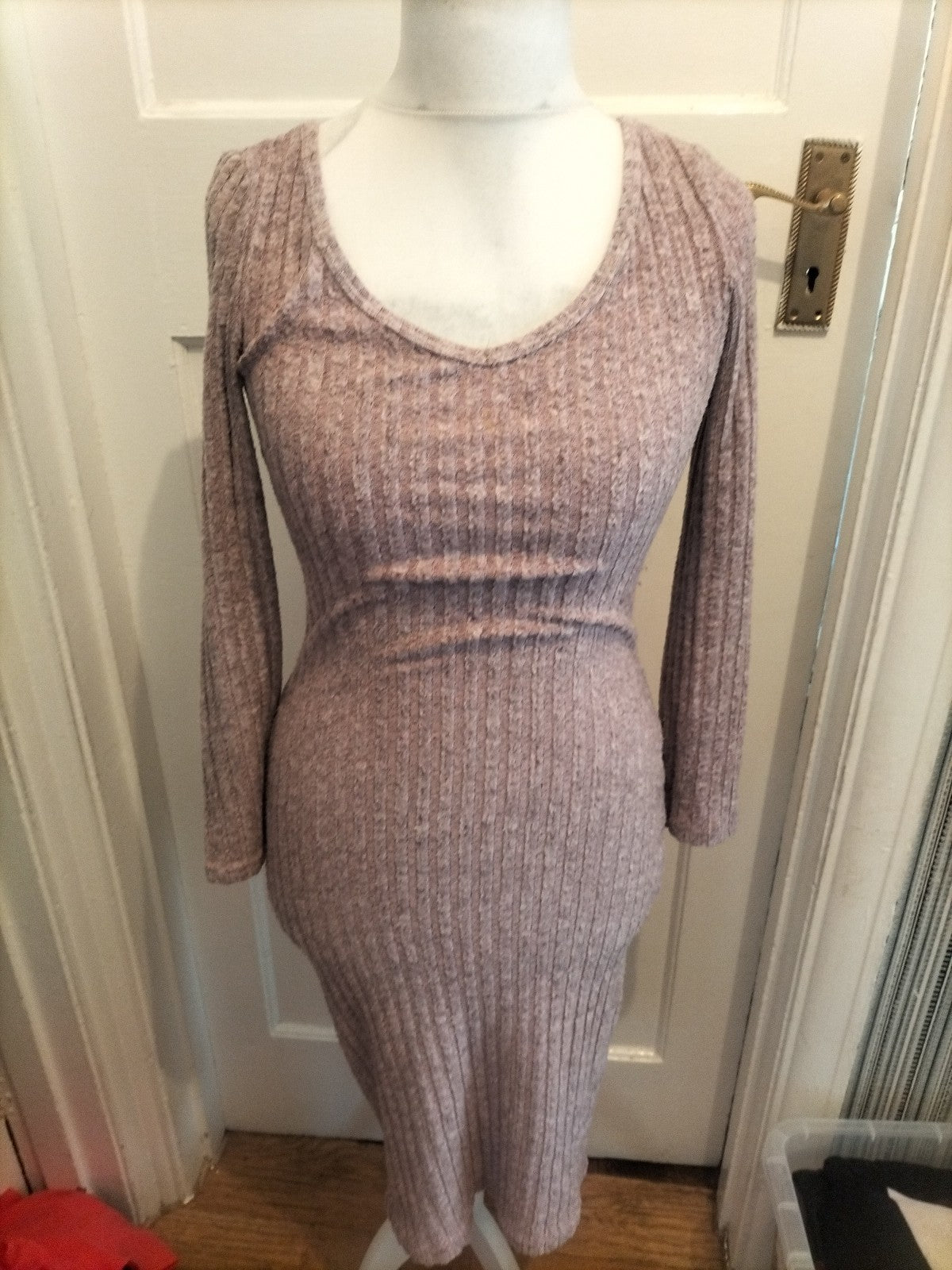 Ladies Shein Size XS Pink Ribbed Long Length Dress