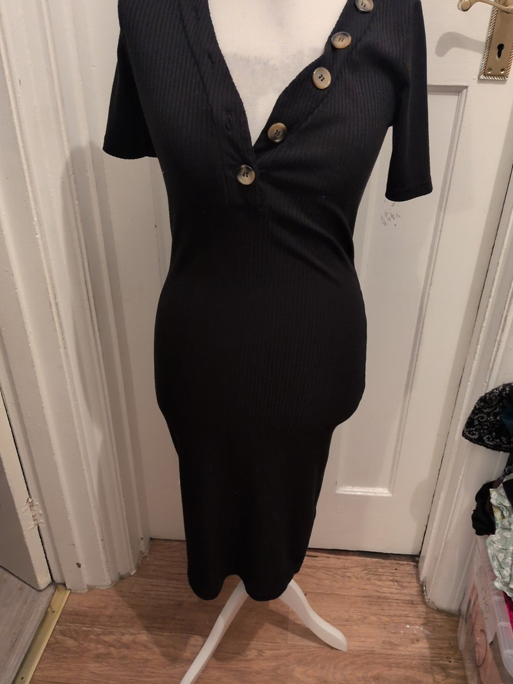New Look Maternity 12 Black Short Sleeve Midi Dress