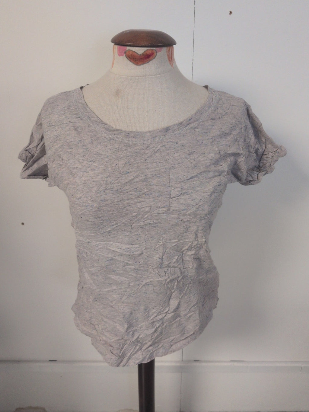Ladies Uniqlo Size Small Grey With Blue Fleck Short Sleeve T-shirt