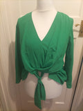 Ladies Topshop Size 10 Green Long Sleeve Blouse