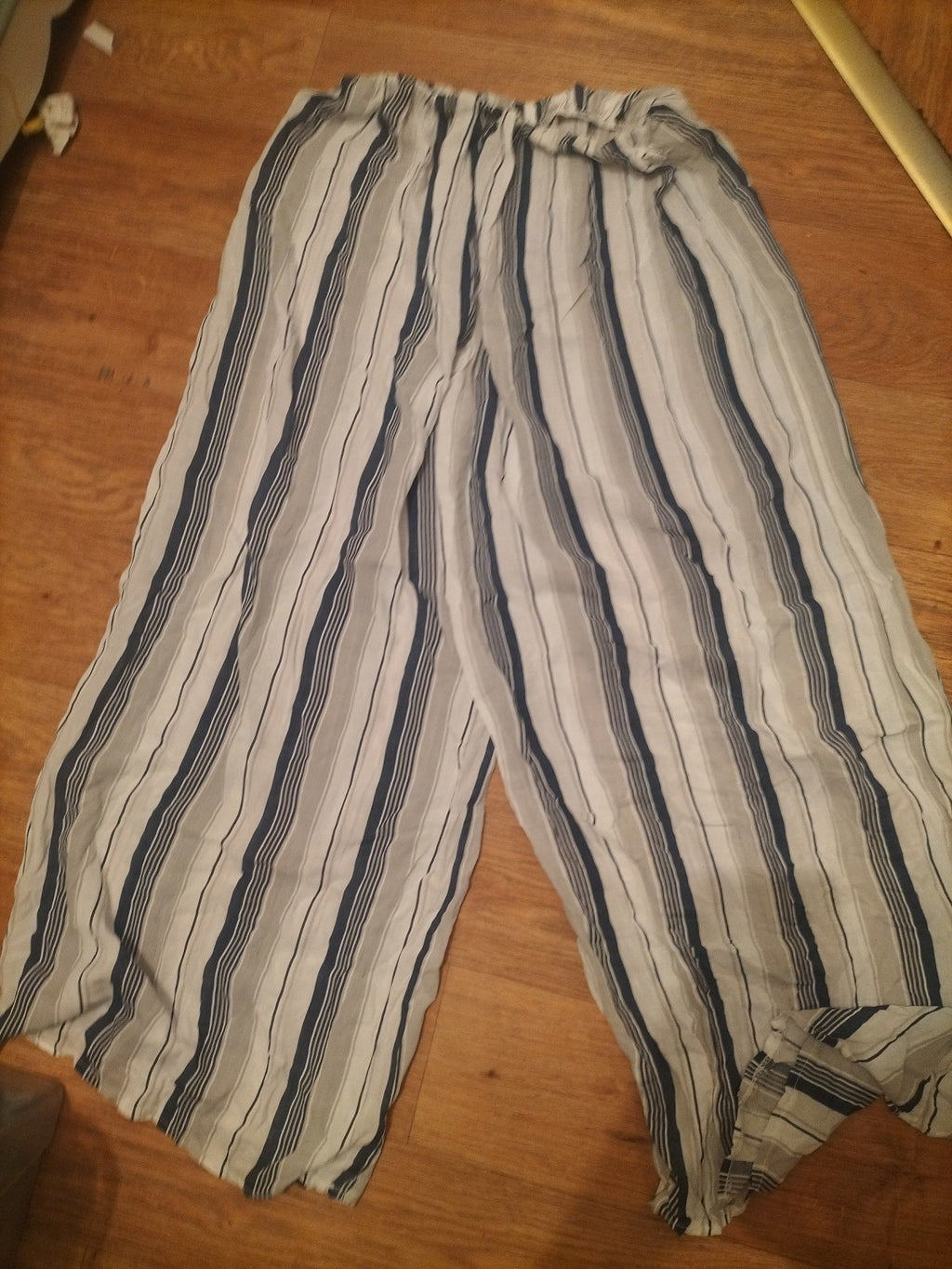 Ladies Size Small Blue/Grey/White Striped Elasticated Pyjama Bottoms