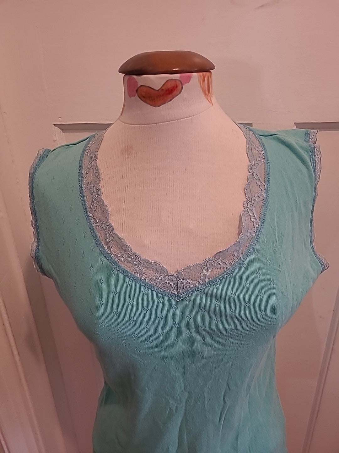 Ladies Weird Fish Size Medium Turquoise Sleeveless Blouse