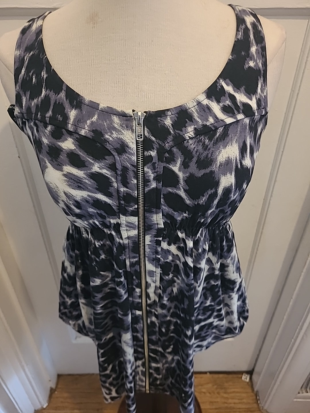 Ladies Warehouse Size 10 Purple Black Scoop Neck Sleeveless Dress