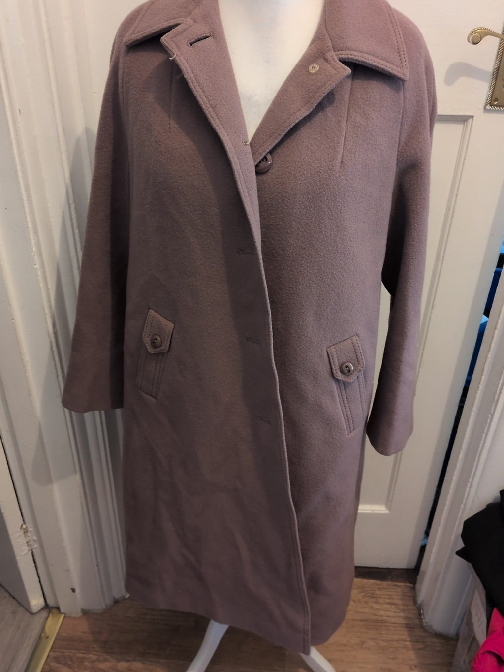 English Lady Large Pale Brown Pure New Wool Vintage Longline Jacket